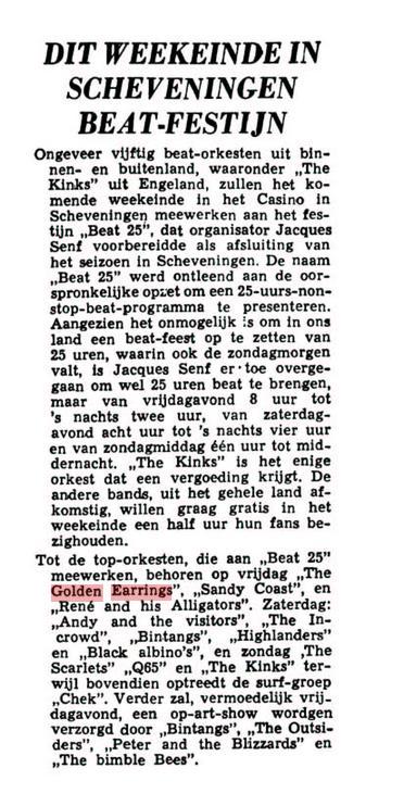 Golden Earring show ad May 06, 1966 Scheveningen - Casino